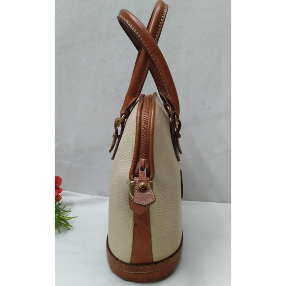 Dooney & Bourke Ivory Pebbled Leather Dommed Double Handle Zipper Satchel Bag - Picture 15 of 16